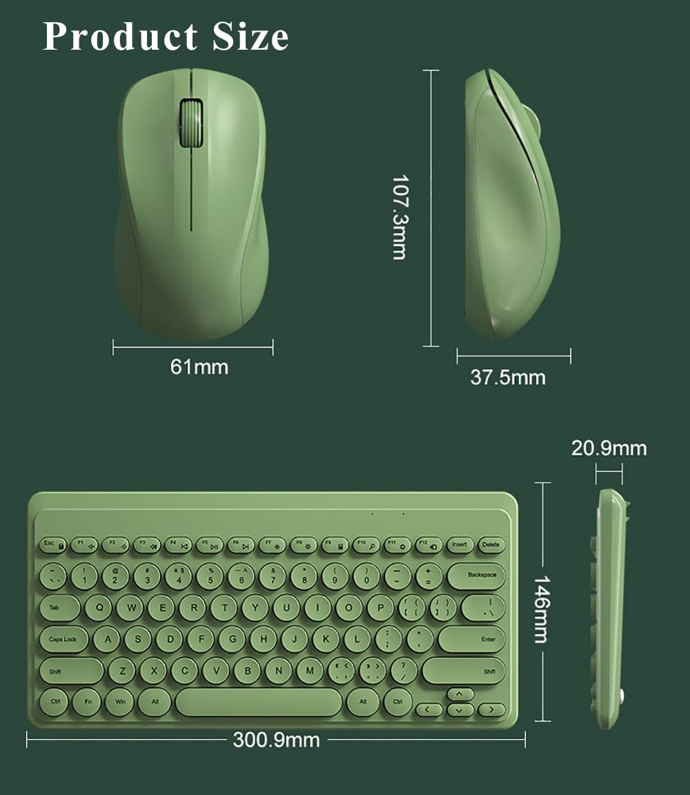 Compact Keyboard Mousecombo,Jieruideng 79 Key Retro Mini Cute Computer Keyboard 2.4G Usb Wireless And Silent Mice Set For Laptop